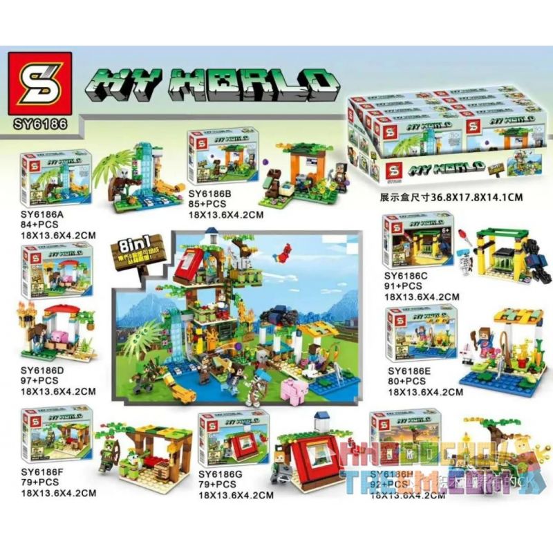 SHENG YUAN SY SY6186A 6186A SY6186B 6186B SY6186C 6186C SY6186D 6186D SY6186E 6186E SY6186F 6186F SY6186G 6186G SY6186H 6186H non  MINECRAFT 8 MÔ HÌNH bộ đồ chơi xếp lắp ráp ghép mô hình MY WORLD Game Xây Dựng 687 khối
