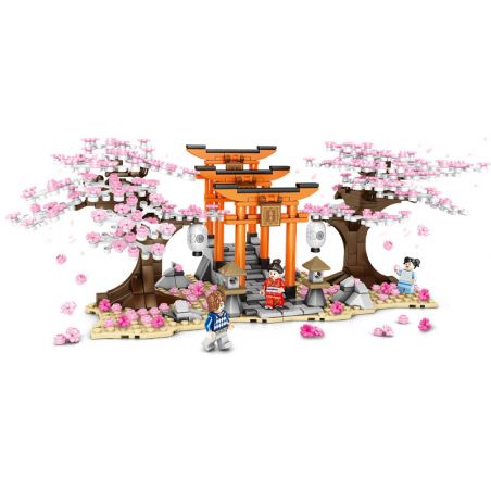 SEMBO 601075 non  CHIDORI bộ đồ chơi xếp lắp ráp ghép mô hình Cherry Blossom Season Mùa Hoa Anh Đào 647 khối