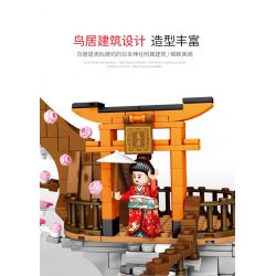 SEMBO 601076 non  MỨC ĐỘ TRUNG BÌNH CHERRY VIEW bộ đồ chơi xếp lắp ráp ghép mô hình Cherry Blossom Season Mùa Hoa Anh Đào 1167 khối