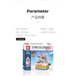 SEMBO 601077 non  HỘP XOAY ĐÈN TRONG SUỐT bộ đồ chơi xếp lắp ráp ghép mô hình Cherry Blossom Season Mùa Hoa Anh Đào 259 khối