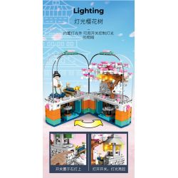 SEMBO 601077 non  HỘP XOAY ĐÈN TRONG SUỐT bộ đồ chơi xếp lắp ráp ghép mô hình Cherry Blossom Season Mùa Hoa Anh Đào 259 khối