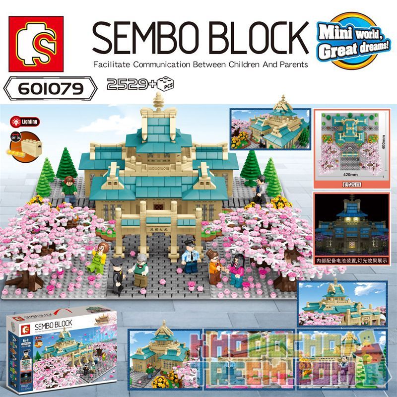 SEMBO 601079 non  ĐẠI HỌC VŨ HÁN SAKURA bộ đồ chơi xếp lắp ráp ghép mô hình Cherry Blossom Season Mùa Hoa Anh Đào 2529 khối