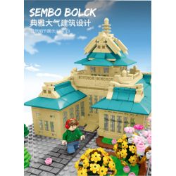 SEMBO 601079 non  ĐẠI HỌC VŨ HÁN SAKURA bộ đồ chơi xếp lắp ráp ghép mô hình Cherry Blossom Season Mùa Hoa Anh Đào 2529 khối