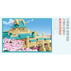 SEMBO 601079 non  ĐẠI HỌC VŨ HÁN SAKURA bộ đồ chơi xếp lắp ráp ghép mô hình Cherry Blossom Season Mùa Hoa Anh Đào 2529 khối