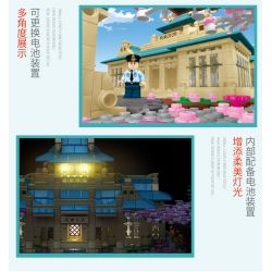 SEMBO 601079 non  ĐẠI HỌC VŨ HÁN SAKURA bộ đồ chơi xếp lắp ráp ghép mô hình Cherry Blossom Season Mùa Hoa Anh Đào 2529 khối