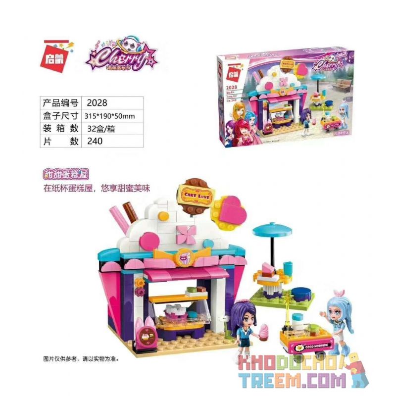 Enlighten 2028 Qman 2028 non  NGÔI NHÀ BÁNH NGỌT bộ đồ chơi xếp lắp ráp ghép mô hình Cherry Cô Nàng Ngọt Ngào 240 khối