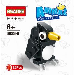 HSANHE 6033 non  10 CON VẬT SÁNG TẠO CỪU GẤU RỒNG CÁO KỲ LÂN HẢI CẨU BÒ VẸT CHIM CÁNH CỤT GÀ TRỐNG bộ đồ chơi xếp lắp ráp ghép mô hình Creator ANIMAL FUNNY FAMILY 338 khối