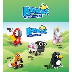 HSANHE 6033 non  10 CON VẬT SÁNG TẠO CỪU GẤU RỒNG CÁO KỲ LÂN HẢI CẨU BÒ VẸT CHIM CÁNH CỤT GÀ TRỐNG bộ đồ chơi xếp lắp ráp ghép mô hình Creator ANIMAL FUNNY FAMILY 338 khối