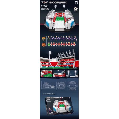 QIZHILE 90008 non  SÂN BÓNG ĐÁ bộ đồ chơi xếp lắp ráp ghép mô hình Creator SOCCER FIELD Sáng Tạo 4654 khối