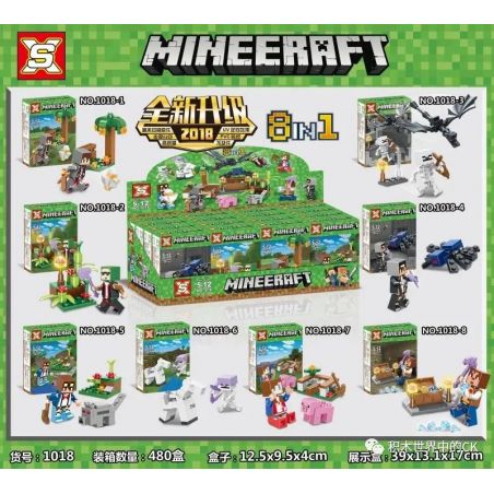 SX 1018 non  8 CẢNH NHỎ NHỎ bộ đồ chơi xếp lắp ráp ghép mô hình Minecraft Game Xây Dựng
