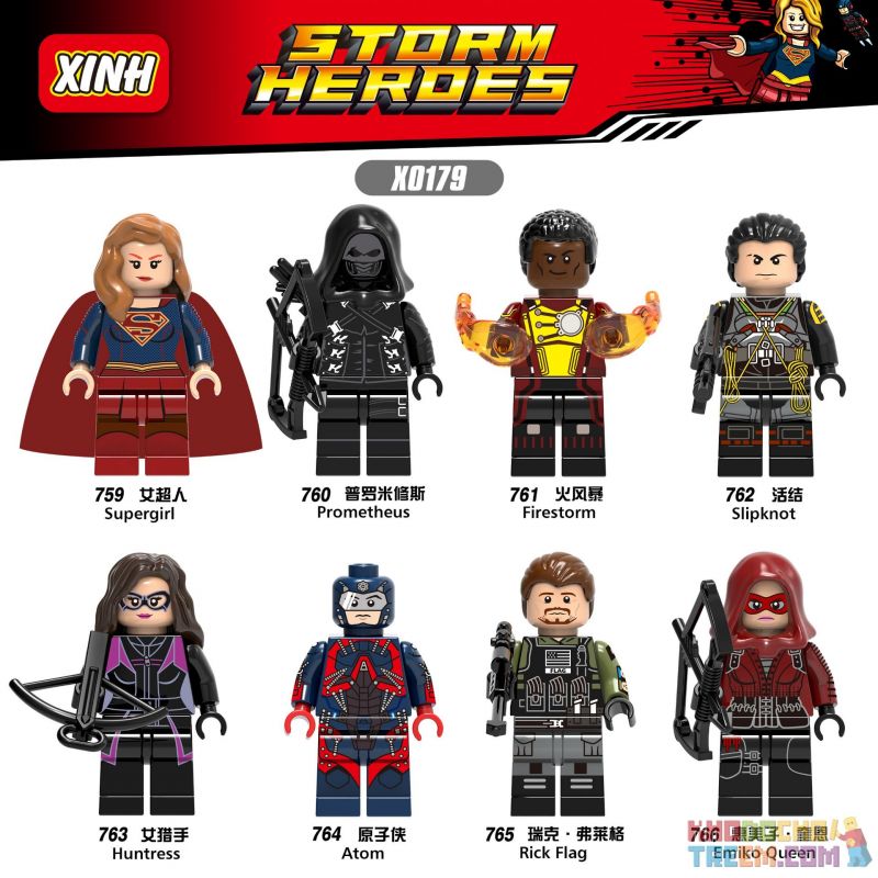 XINH 763 764 765 766 X0179 0179 759 760 761 762 non  8 NHÂN VẬT SIÊU ANH HÙNG MINIFIGURES SUPERGIRL PROMETHEUS FIRESTORM SLIPKNOT HUNTRESS ATOMIC RICK FLEGG EMIKO QUINN bộ đồ chơi xếp lắp ráp ghép mô hình Super Heroes STORM HEROES Siêu Nhân Anh Hùng