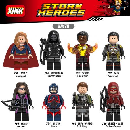 XINH 763 764 765 766 X0179 0179 759 760 761 762 non  8 NHÂN VẬT SIÊU ANH HÙNG MINIFIGURES SUPERGIRL PROMETHEUS FIRESTORM SLIPKNOT HUNTRESS ATOMIC RICK FLEGG EMIKO QUINN bộ đồ chơi xếp lắp ráp ghép mô hình Super Heroes STORM HEROES Siêu Nhân Anh Hùng