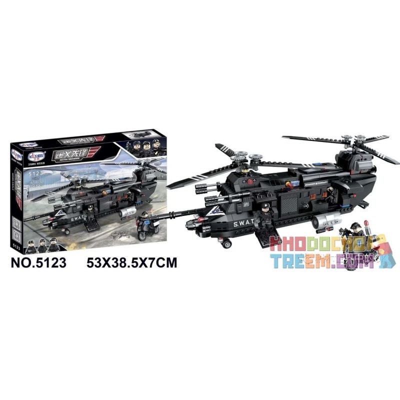 Winner 5123 non  MÁY BAY VẬN TẢI SWAT bộ đồ chơi xếp lắp ráp ghép mô hình Justice Guard JUSTICE VANGUARD Cảnh Sát Bảo Vệ Hòa Bình 767 khối