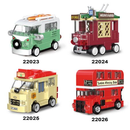 Decool 22023 Jisi 22023 non  4 LOẠI XE BUÝT bộ đồ chơi xếp lắp ráp ghép mô hình Speed Champions Racing Cars MINI RACING PACEMAKER Đua Xe Công Thức 110 khối