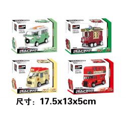 Decool 22023 Jisi 22023 non  4 LOẠI XE BUÝT bộ đồ chơi xếp lắp ráp ghép mô hình Speed Champions Racing Cars MINI RACING PACEMAKER Đua Xe Công Thức 110 khối