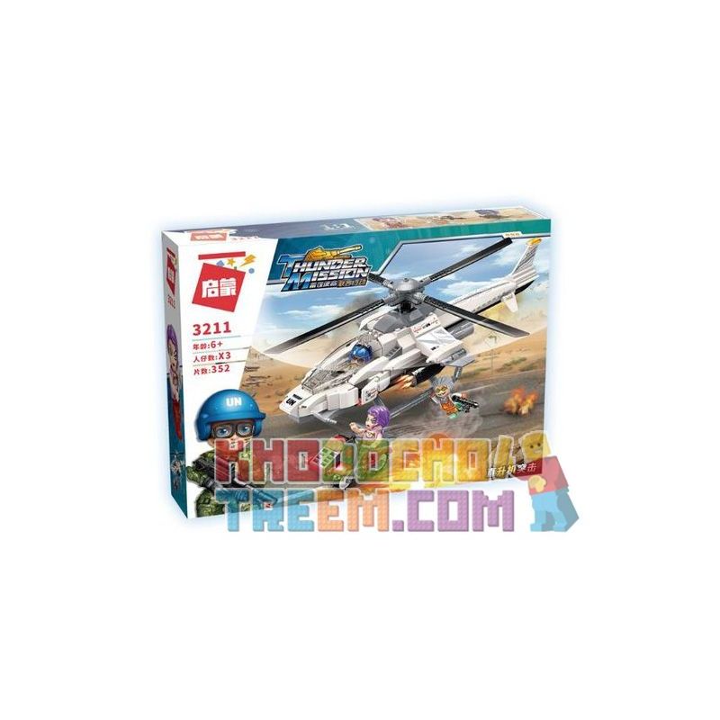 Enlighten 3211 Qman 3211 non  TRỰC THĂNG TẤN CÔNG bộ đồ chơi xếp lắp ráp ghép mô hình Thunder Mission Nhiệm Vụ Sấm Sét 352 khối