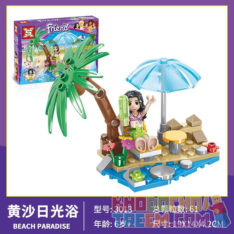 SX 3013-2 3013-3 3013-4 3013-1 non  BÃI BIỂN THIÊN ĐƯỜNG 4 KIỂU TẮM NẮNG CÁT VÀNG MÁNG TRƯỢT BÊN BỜ SONG HOANG QUÁN bộ đồ chơi xếp lắp ráp ghép mô hình  FRIEND BEACH PARADISE Các Bạn Gái 250 khối