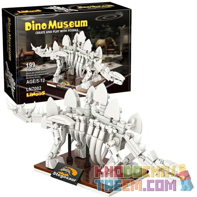 LINOOS LN7002 7002 non  BỘ XƯƠNG STEGOSAURUS bộ đồ chơi xếp lắp ráp ghép mô hình Dino Museum DINO MUSEUM STEGOSAUR Bảo Tàng Khủng Long 199 khối