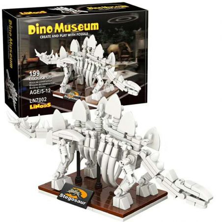 LINOOS LN7002 7002 non  BỘ XƯƠNG STEGOSAURUS bộ đồ chơi xếp lắp ráp ghép mô hình Dino Museum DINO MUSEUM STEGOSAUR Bảo Tàng Khủng Long 199 khối