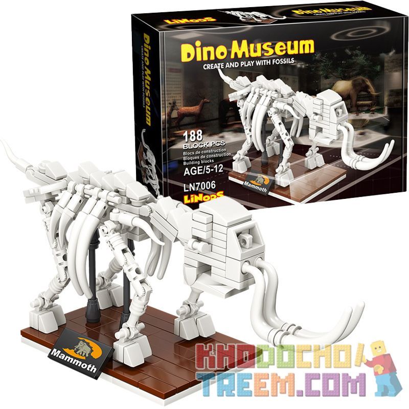 LINOOS LN7006 7006 non  BỘ XƯƠNG VOI MA MÚT bộ đồ chơi xếp lắp ráp ghép mô hình Dino Museum DINO MUSEUM MAMMOTH Bảo Tàng Khủng Long 188 khối