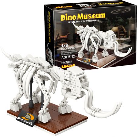 LINOOS LN7006 7006 non  BỘ XƯƠNG VOI MA MÚT bộ đồ chơi xếp lắp ráp ghép mô hình Dino Museum DINO MUSEUM MAMMOTH Bảo Tàng Khủng Long 188 khối