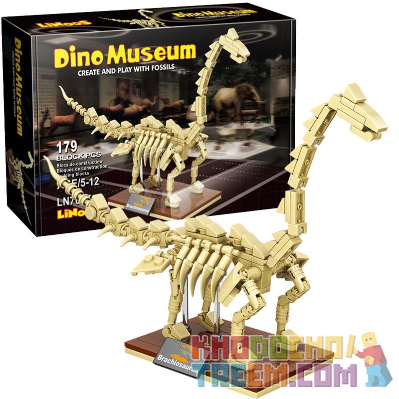 LINOOS LN7007 7007 non  BỘ XƯƠNG BRACHIOSAURUS bộ đồ chơi xếp lắp ráp ghép mô hình Dino Museum DINO MUSEUM BRACHIOSAURUS Bảo Tàng Khủng Long 179 khối