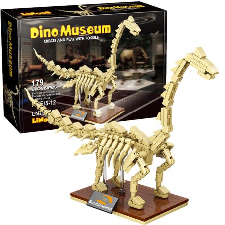 LINOOS LN7007 7007 non  BỘ XƯƠNG BRACHIOSAURUS bộ đồ chơi xếp lắp ráp ghép mô hình Dino Museum DINO MUSEUM BRACHIOSAURUS Bảo Tàng Khủng Long 179 khối