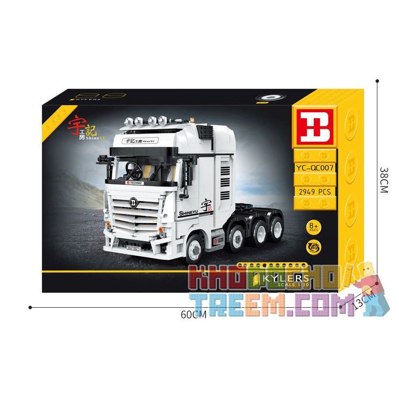HAPPY BUILD YC-QC007 QC007 YCQC007 non  XE ĐẦU KÉO MERCEDES BENZ 1:10 tỷ lệ 1:10 bộ đồ chơi xếp lắp ráp ghép mô hình Build Team SHINEYU FULLY RC BENZ ACTROS 4163 Đội Xây Dựng 2949 khối