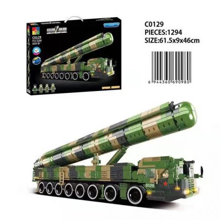 WOMA C0129 0129 non  TÊN LỬA HẠT NHÂN CHIẾN LƯỢC LIÊN LỤC ĐỊA DONGFENG-41 bộ đồ chơi xếp lắp ráp ghép mô hình World Of Ballistic Missile Trận Chiến Tên Lửa 1294 khối