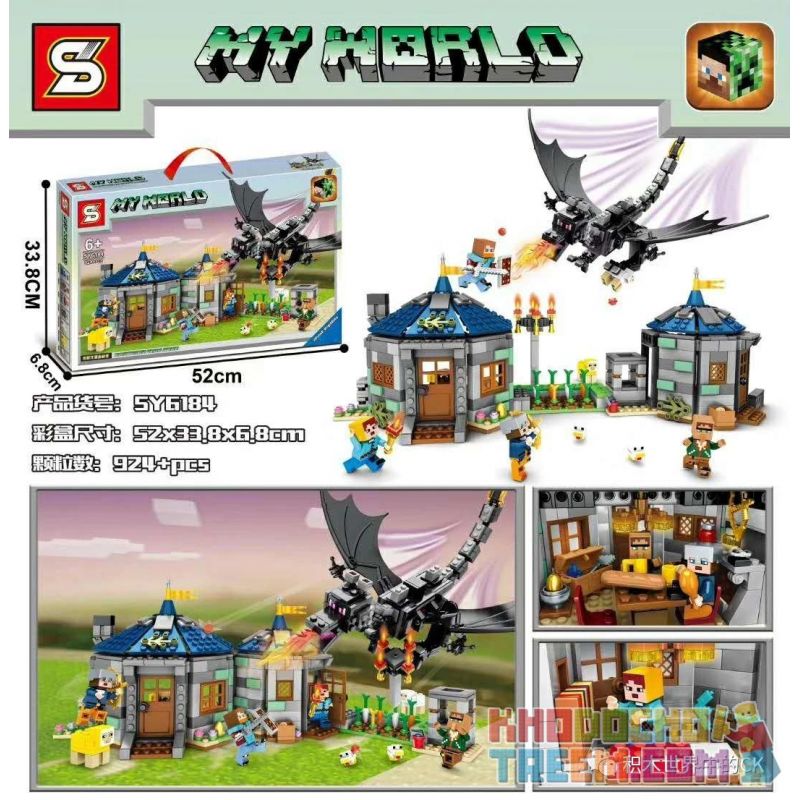 SHENG YUAN SY SY6184 6184 non  THẾ GIỚI CỦA TÔI bộ đồ chơi xếp lắp ráp ghép mô hình Minecraft MY WORLD Game Xây Dựng 924 khối