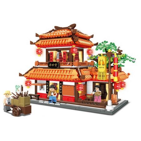 WOMA C0340 0340 non  JI SHITANG. bộ đồ chơi xếp lắp ráp ghép mô hình Chinatown Khu Phố Tàu 1602 khối