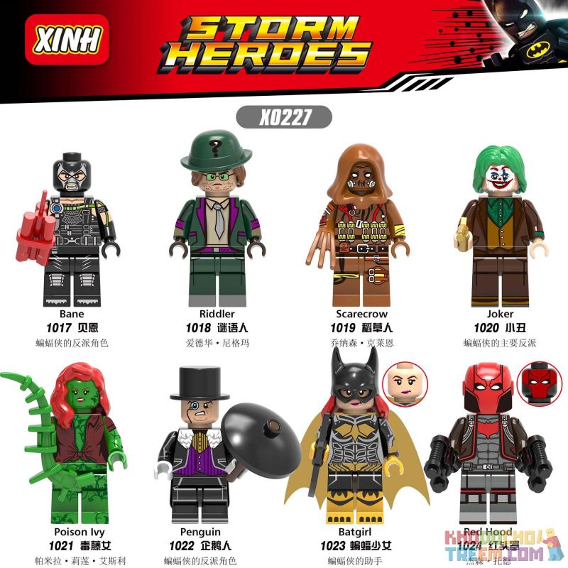 XINH X0227 0227 1017 1018 1019 1020 1021 1022 1023 1024 non  SUPER BRITISH DC MINIFIGURE 8 PHONG CÁCH BAIN RIDDLER SCARECROW CLOWN POISON IVY PENGUIN BAT GIRL RED HOOD bộ đồ chơi xếp lắp ráp ghép mô hình Super Heroes STORMHEROES Siêu Nhân Anh Hùng