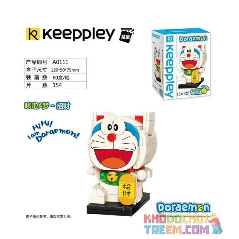 KEEPPLEY A0111 0111 non  DORAEMON- MAY MẮN bộ đồ chơi xếp lắp ráp ghép mô hình Mèo Máy Thông Minh 154 khối