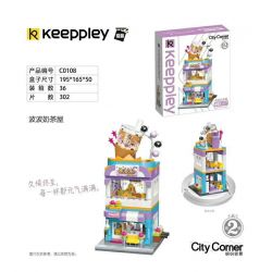 KEEPPLEY C10108 10108 non  NHÀ TRÀ SỮA BOBO bộ đồ chơi xếp lắp ráp ghép mô hình Mini Modular CITY CORNER Đường Phố Thu Nhỏ 302 khối
