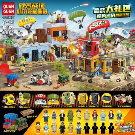 100128 non  ĂN GÀ SPREE ƯU TÚ ĐẤU bộ đồ chơi xếp lắp ráp ghép mô hình Pubg Battlegrounds Bắn Súng 1806 khối