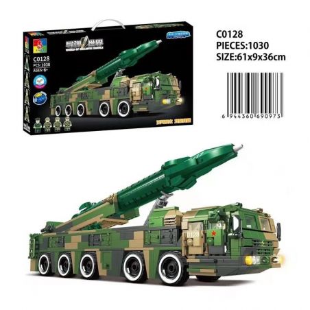 WOMA C0128 0128 non  TÊN LỬA SIÊU THANH DONGFENG-17 bộ đồ chơi xếp lắp ráp ghép mô hình World Of Ballistic Missile Trận Chiến Tên Lửa 1030 khối