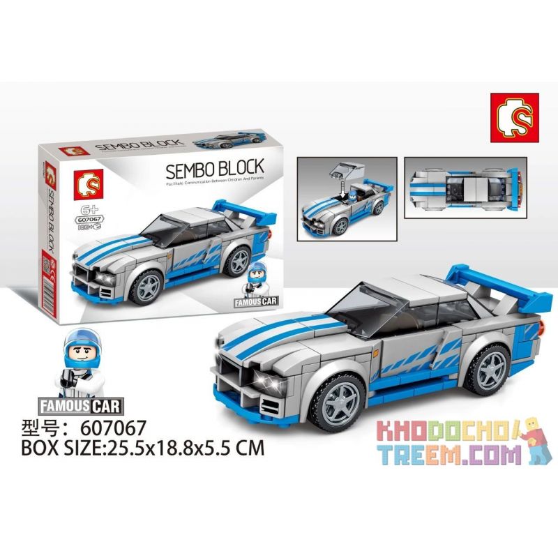 SEMBO 607067 non  ĐƯỜNG CHÂN TRỜI R34 CỦA BRIAN bộ đồ chơi xếp lắp ráp ghép mô hình Speed Champions Racing Cars FAMOUS CAR Đua Xe Công Thức 183 khối