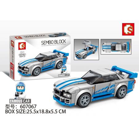 SEMBO 607067 non  ĐƯỜNG CHÂN TRỜI R34 CỦA BRIAN bộ đồ chơi xếp lắp ráp ghép mô hình Speed Champions Racing Cars FAMOUS CAR Đua Xe Công Thức 183 khối