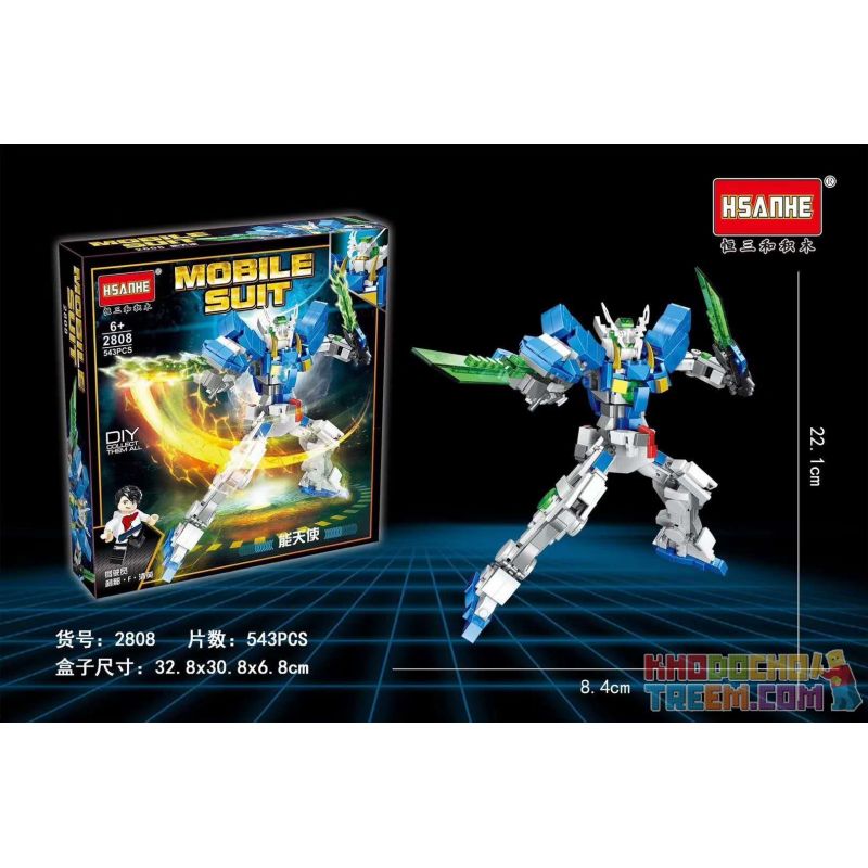 HSANHE 2808 non  THIÊN THẦN CÓ THỂ bộ đồ chơi xếp lắp ráp ghép mô hình Gundam MOBILE SUIT Đại Chiến Gundam 543 khối