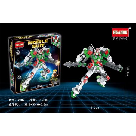 HSANHE 2809 non  BÃO MƯA ĐÁ bộ đồ chơi xếp lắp ráp ghép mô hình Gundam MOBILE SUIT Đại Chiến Gundam 512 khối