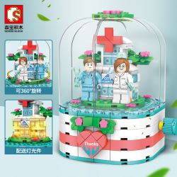 SEMBO 601100 non  HỘP XOAY ĐÈN THIÊN THẦN TRẮNG bộ đồ chơi xếp lắp ráp ghép mô hình Star Wars Chiến Tranh Giữa Các Vì Sao 309 khối