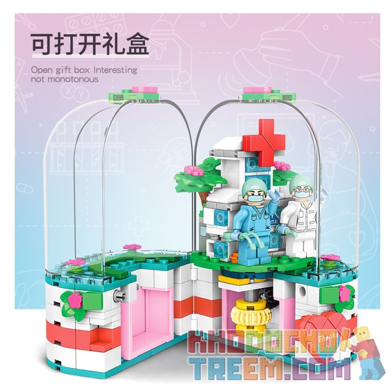 SEMBO 601100 non  HỘP XOAY ĐÈN THIÊN THẦN TRẮNG bộ đồ chơi xếp lắp ráp ghép mô hình Star Wars Chiến Tranh Giữa Các Vì Sao 309 khối