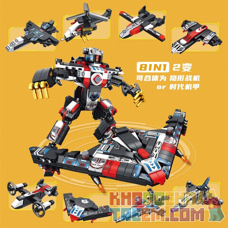 PanlosBrick 620006 Panlos Brick 620006 non  MÁY BAY CHIẾN ĐẤU TÀNG HÌNH KẾT HỢP THỜI ĐẠI MECHA 8 bộ đồ chơi xếp lắp ráp ghép mô hình Super Warrios SUPER WARRIOR Siêu Chiến Binh