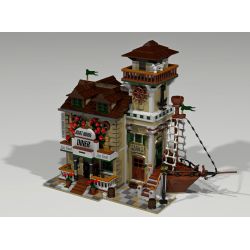 PANGU PG-12003 12003 PG12003 URGE 30103 non  NHÀ HÀNG HOUSEBOAT bộ đồ chơi xếp lắp ráp ghép mô hình Town BOAT HOUS DINER Thị Trấn 2196 khối