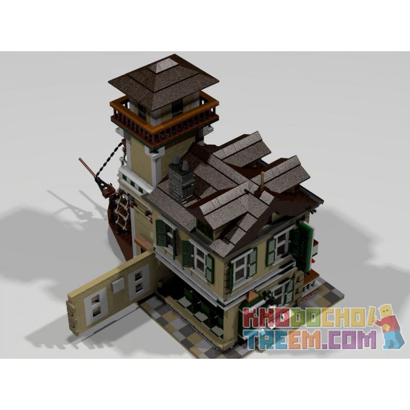 PANGU PG-12003 12003 PG12003 URGE 30103 non  NHÀ HÀNG HOUSEBOAT bộ đồ chơi xếp lắp ráp ghép mô hình Town BOAT HOUS DINER Thị Trấn 2196 khối