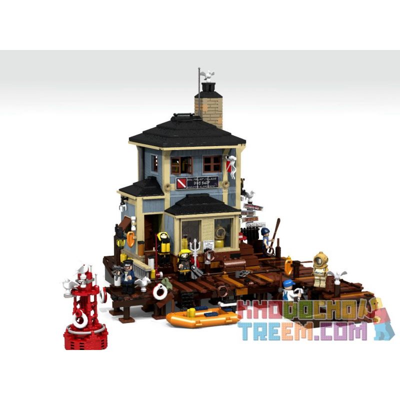 PANGU PG-12001 12001 PG12001 URGE 30104 non  CỬA HÀNG ĐỒ LẶN OLD FISHING HOUSE bộ đồ chơi xếp lắp ráp ghép mô hình Creator DIVE SHOP Sáng Tạo 2841 khối