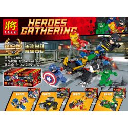 LELE 34018 non  XE NGỰA KẾT HỢP SIÊU ANH HÙNG 4 TRONG 1 bộ đồ chơi xếp lắp ráp ghép mô hình Super Heroes HEROES GATHERING Siêu Nhân Anh Hùng 269 khối