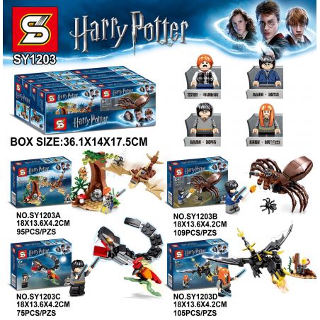 SHENG YUAN SY SY1203C 1203C SY1203D 1203D non  HARRY POTTER MINIFIGURE CẢNH 4 bộ đồ chơi xếp lắp ráp ghép mô hình Chú Bé Phù Thủy 384 khối