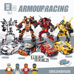 ZHEGAO QL0710 0710 QL0711 0711 QL0712 0712 QL0713 0713 non  ĐUA XE GIÁP 4 款 bộ đồ chơi xếp lắp ráp ghép mô hình Speed Champions Racing Cars ARMOUR RACING Đua Xe Công Thức 248 khối