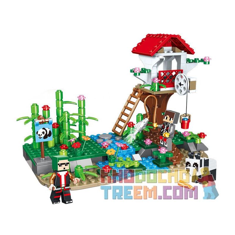 SX 1027 non  NGÔI NHÀ TRÊN CÂY CỦA GẤU TRÚC bộ đồ chơi xếp lắp ráp ghép mô hình Minecraft MY WORLD Game Xây Dựng 243 khối